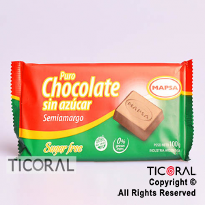 CHOCOLATE SIN AZUCAR FAMILIAR 1 UNIDAD X 100GR MAPSA